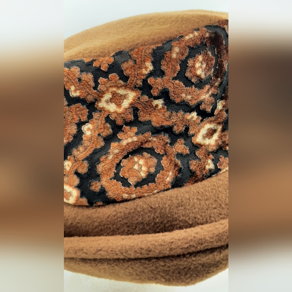 Vintage Hat Shop Beau Chapeau Mad Cap Women's Brown Fabric Hat Hand Crafted - Picture 6 of 10